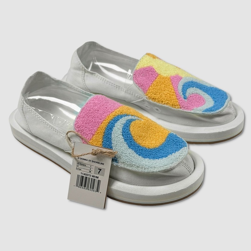 Sanuk Donna ST Shoreline Loafers / Shoes  NWT Womens 8 White / Multi - #49513-K1